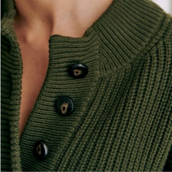 Sezane Olive Green Ribbed Sweater - Picture 7 of 13